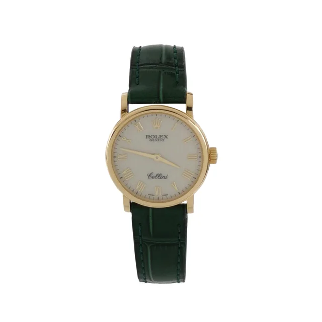 Rolex Cellini 25 mm Ladies كوارتز ساعة, 18k ذهب, أبيض, ذهب أصفر