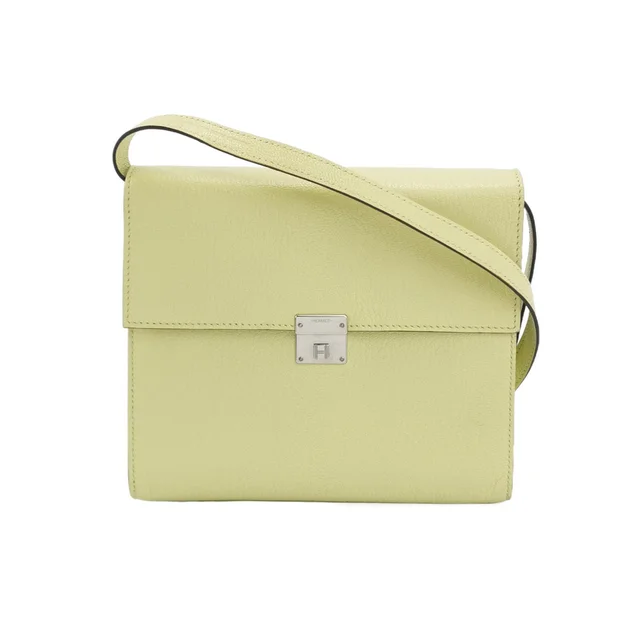 Hermès Clic 16 حقيبة, Jaune Poussin Chevre, فضة, أصفر, جلد