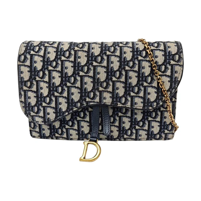 Dior Saddle Tasche 2020, Blau Monogram Jacquard Canvas, Stoff