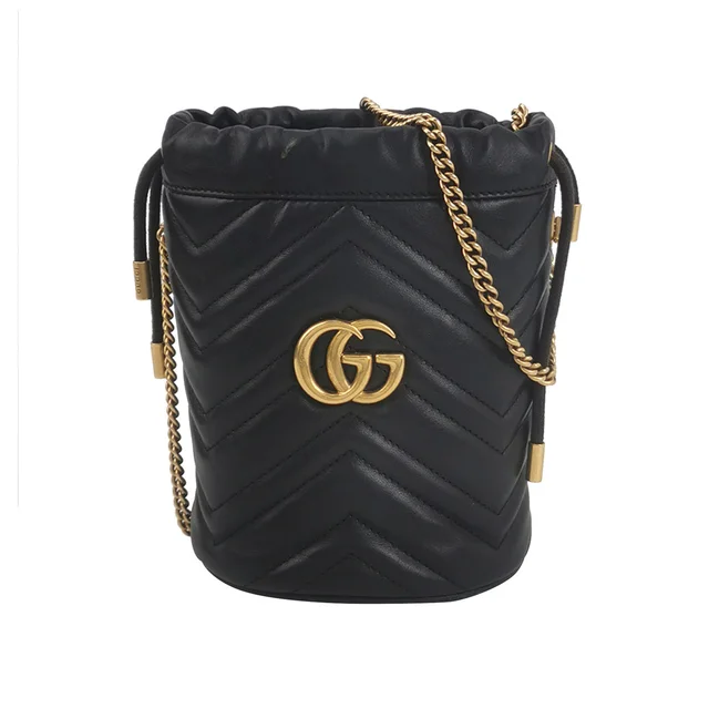 Gucci GG Marmont Mini Bucket Bag, Black Calfskin