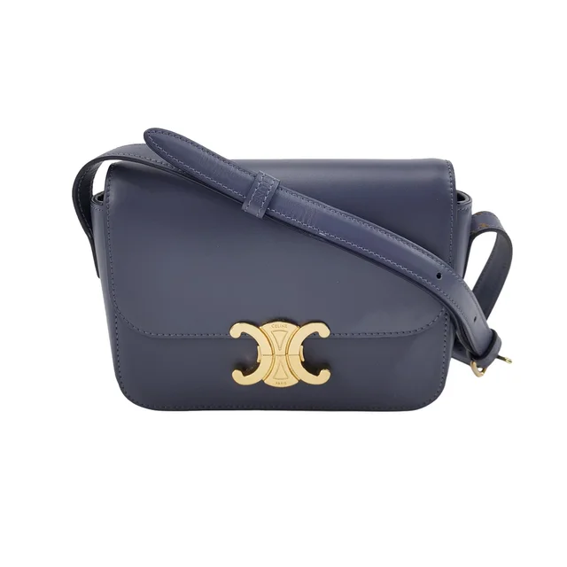 Celine Triomphe Teen Bag, Navy Calfskin, 2019