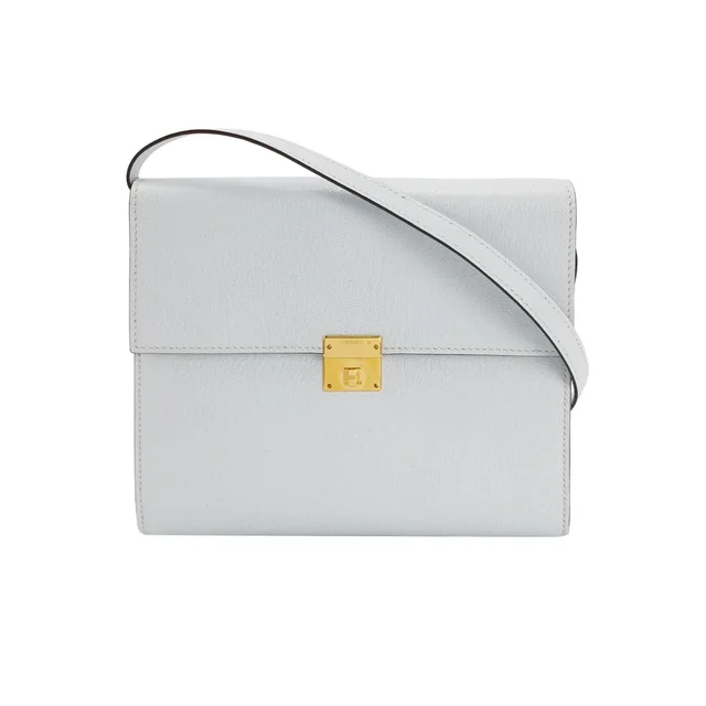 Hermès Clic 16 حقيبة, Bleu Brume Chevre Mysore, ذهب, أبيض, جلد