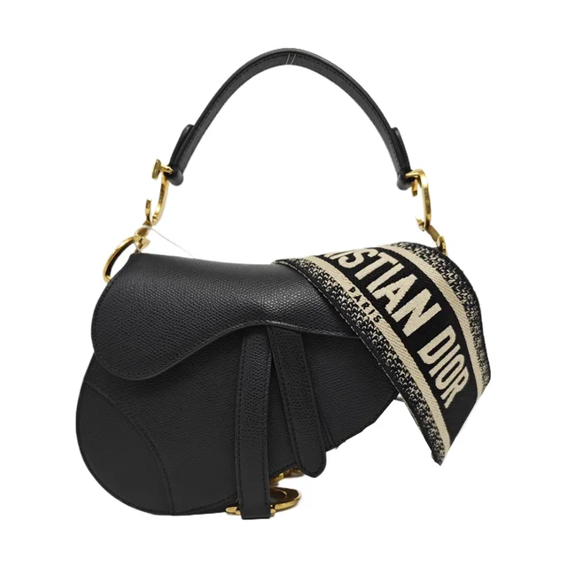 Dior Saddle Bag, Black Leather, Gold-Tone, 2019