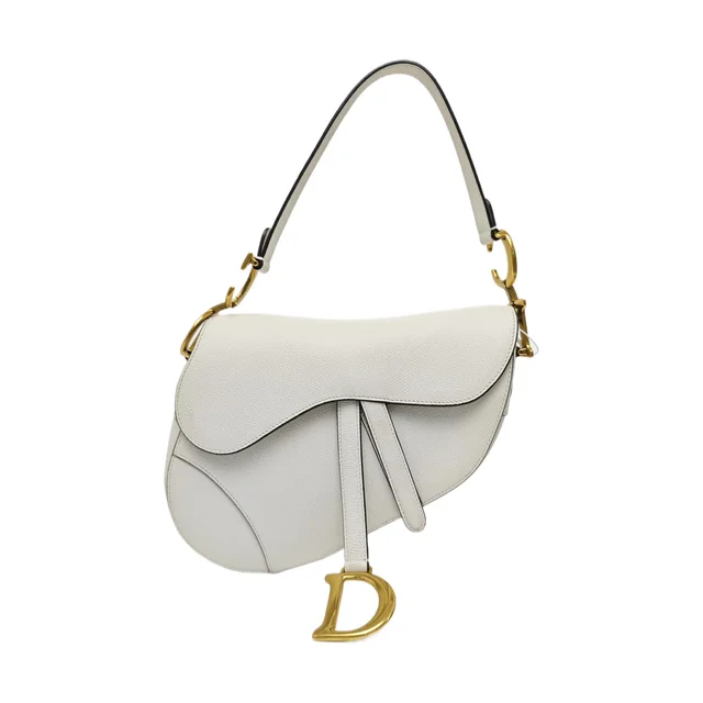 Dior Saddle Bag 2019, White Calfskin, Gold-Tone