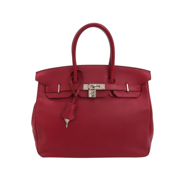 Hermès Birkin 35 Handtasche, Rot, Evercolor Leder