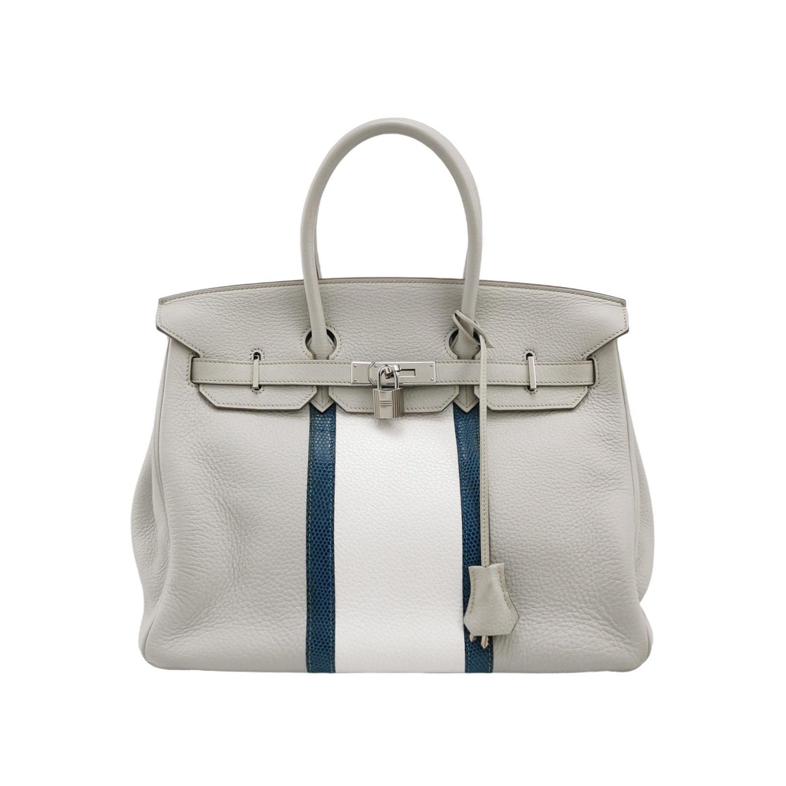 Hermès Birkin 35 Handbag, White, Togo leather, lizard skin, photograph 1