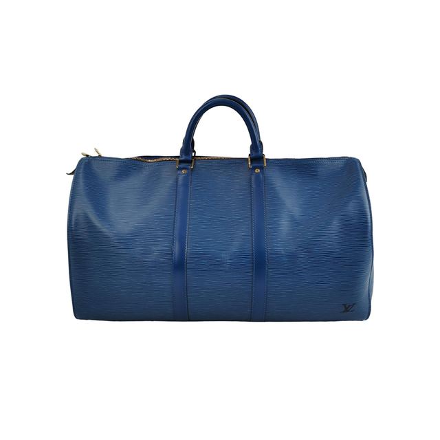 Louis Vuitton Keepall 50 Travel Tasche, 52 cm, Blau, Leder