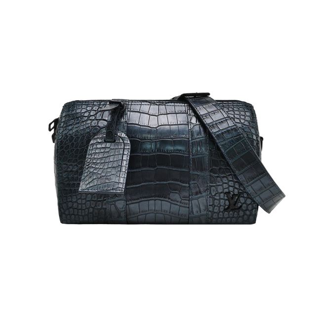 Louis Vuitton Keepall Schultertasche, 26.5 cm, Anthrazit, Krokodilleder