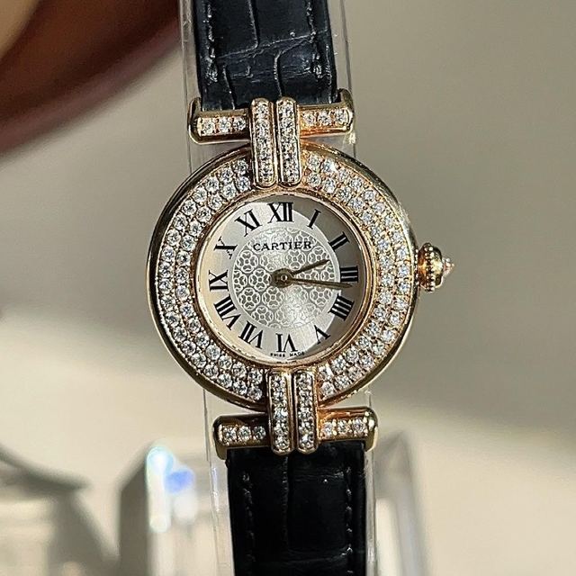 Cartier Vermeil Colisée Uhr, 24 mm, weißes Zifferblatt, vergoldet