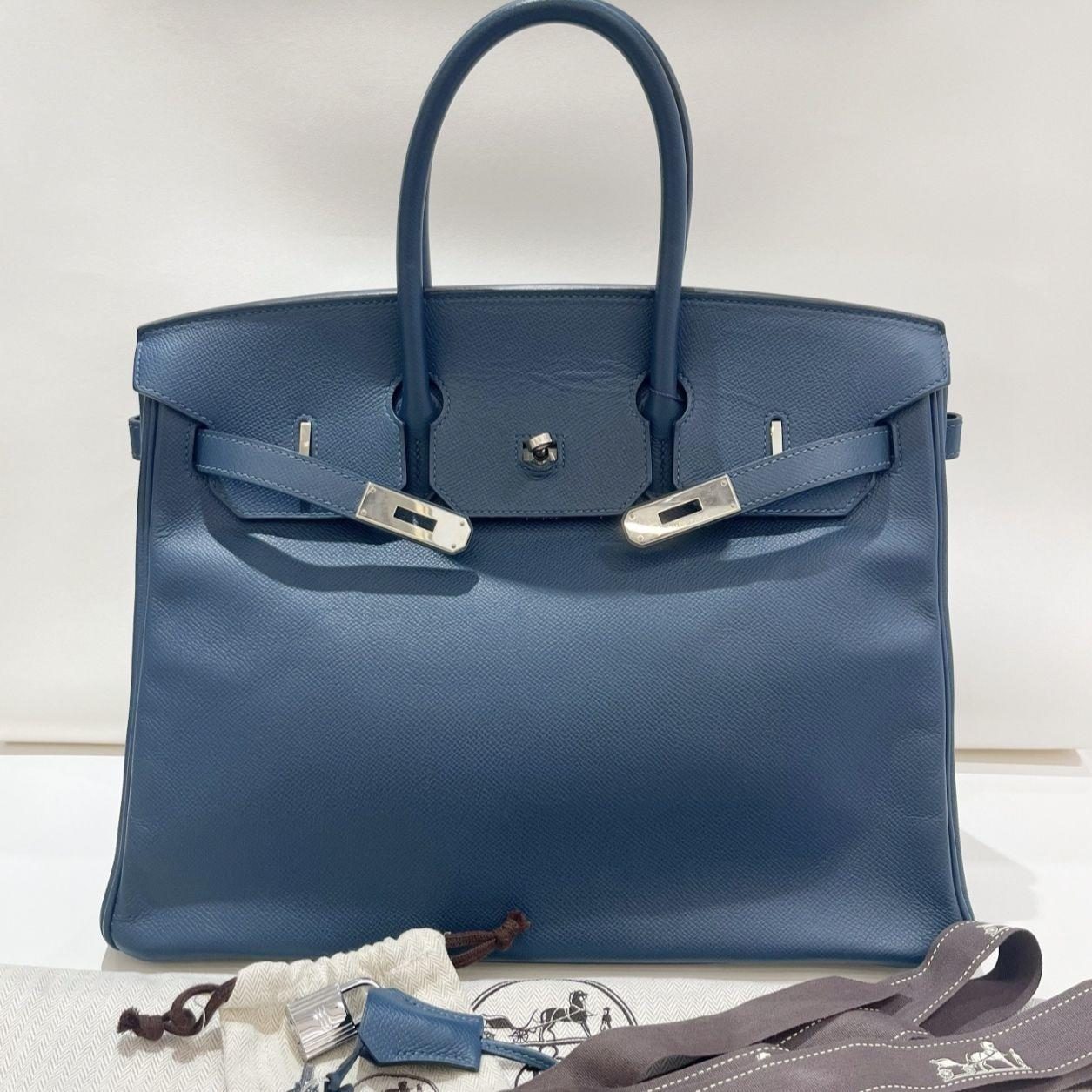 Hermès Birkin 35 Handbag, Blue, Leather, photograph 1