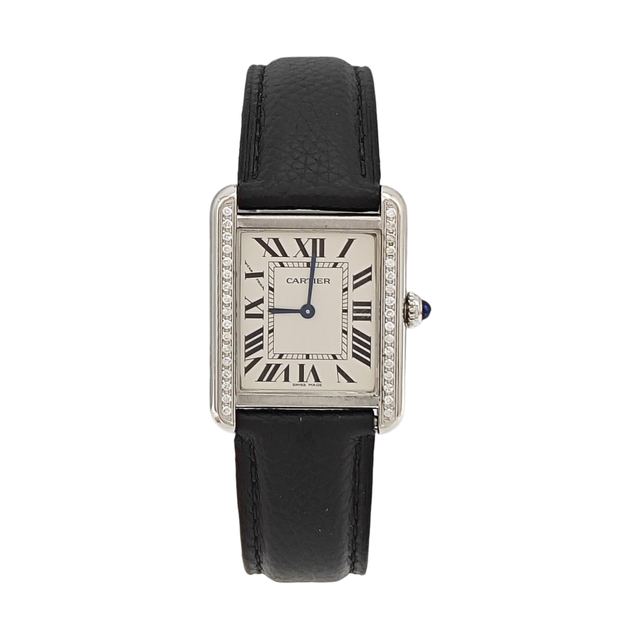 Cartier Tank Anglaise Uhr, 24 mm, silberfarbenes Zifferblatt, Stahl