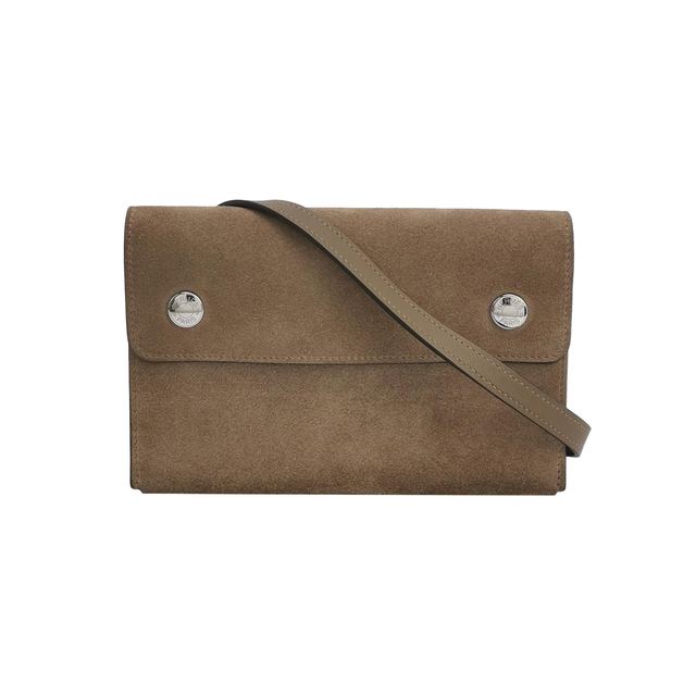 Hermès Hermèsnap Umhängetasche, 18 cm, Braun, Wildleder