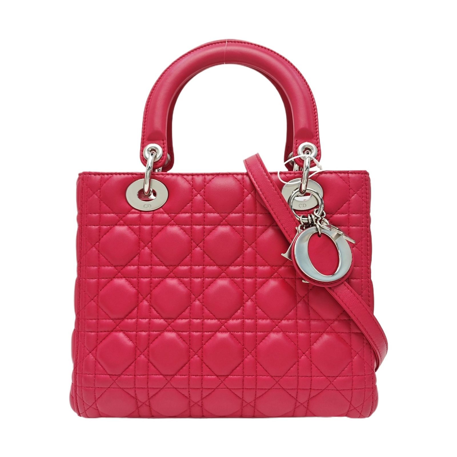 Dior Lady Dior sac à main, 24 cm, cuir d’agneau, autre, tissu, photographier 1