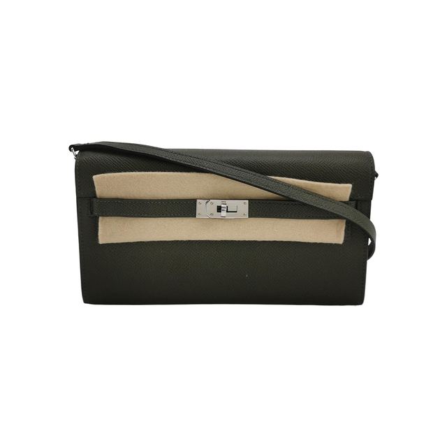 Hermès Kelly Schultertasche, 20.5 cm, Grün, Leder