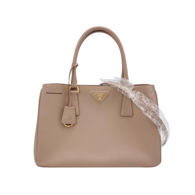 Prada Galleria Schultertasche, 34 cm, Beige, Leder