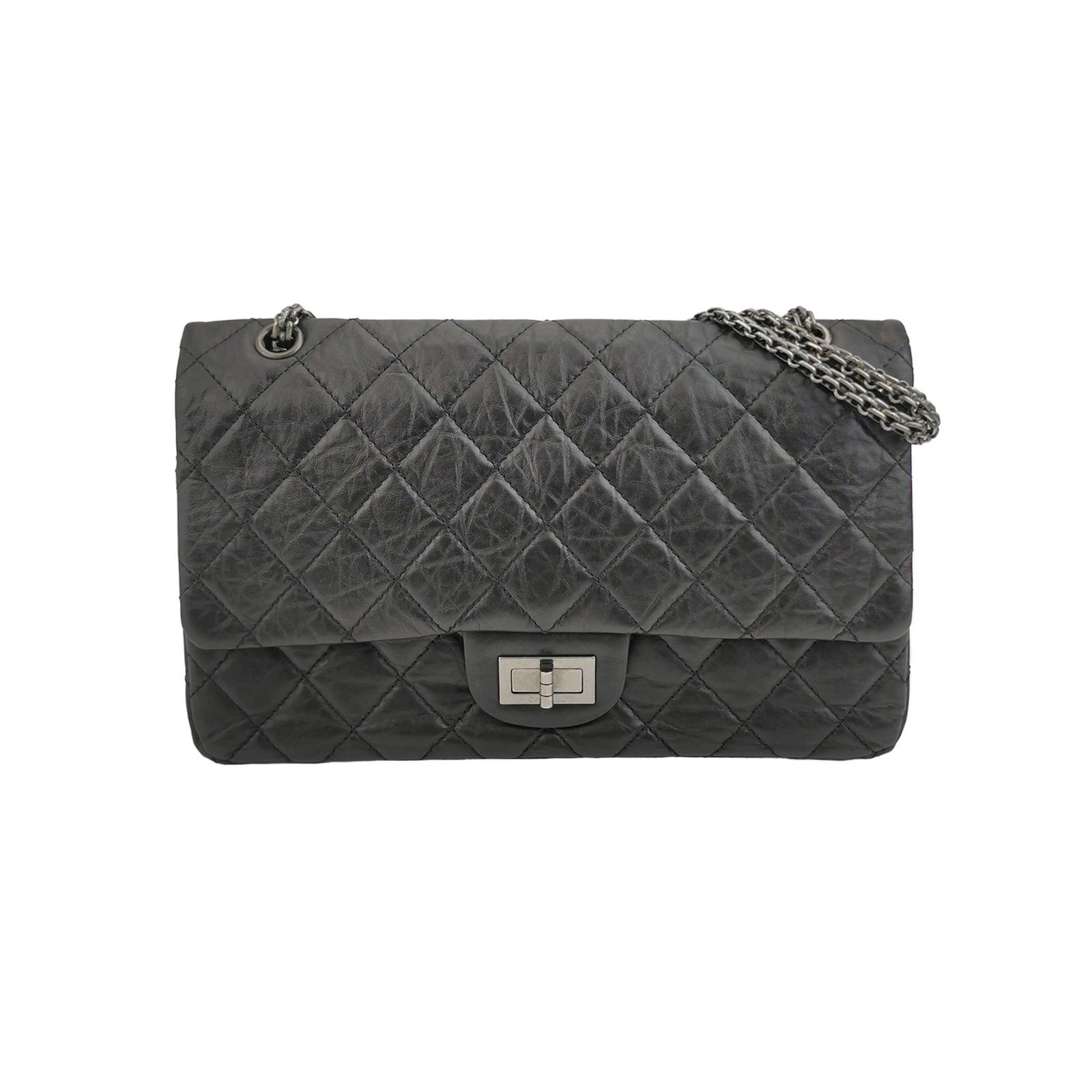 Chanel 2.55 Shoulder Bag, 31.5 cm, Black, Item 68948385, Leather, photograph 1