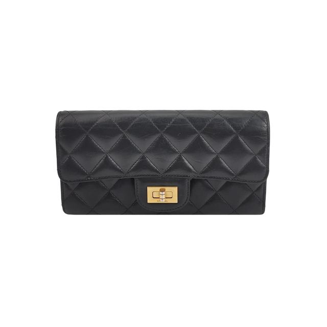 Chanel 2.55 Clutch, 19.5 cm, Schwarz, Leder
