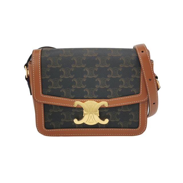 Celine Triomphe Schultertasche, 19 cm, Braun, Leder