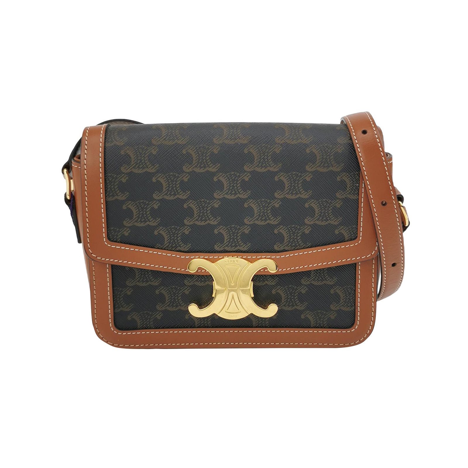 Celine Triomphe حقيبة كتف, 19 cm, بني, جلد, صورة 1