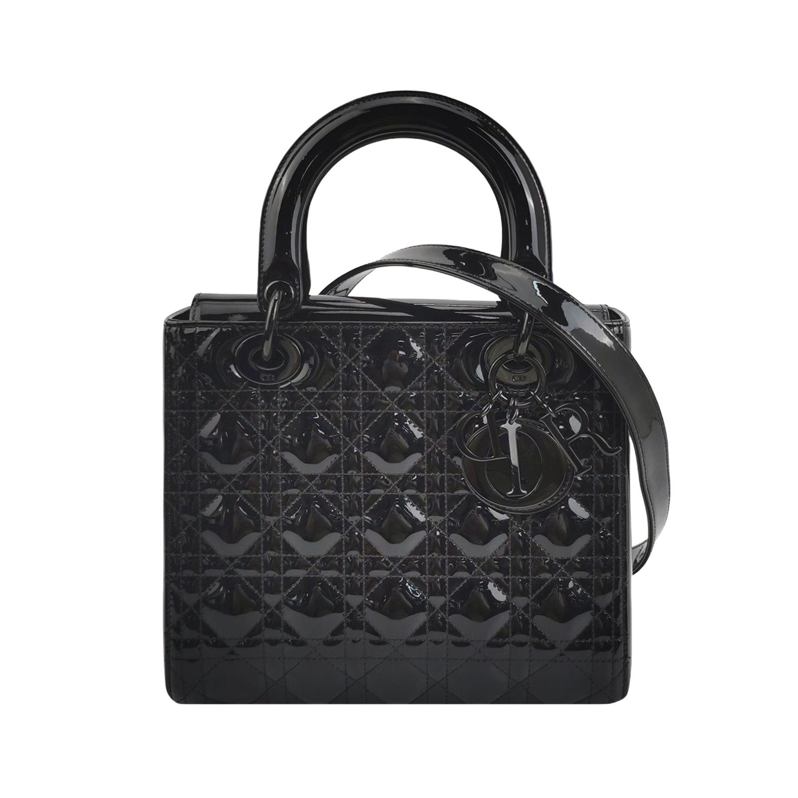 Dior Lady Dior حقيبة كتف, 24 cm, أسود, القطعة 68987994, جلد مطلي لامع, صورة 1