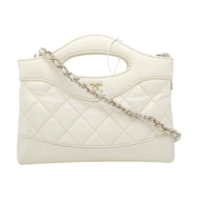 Chanel 31 Handtasche, 20.5 cm, Weiß, Leder