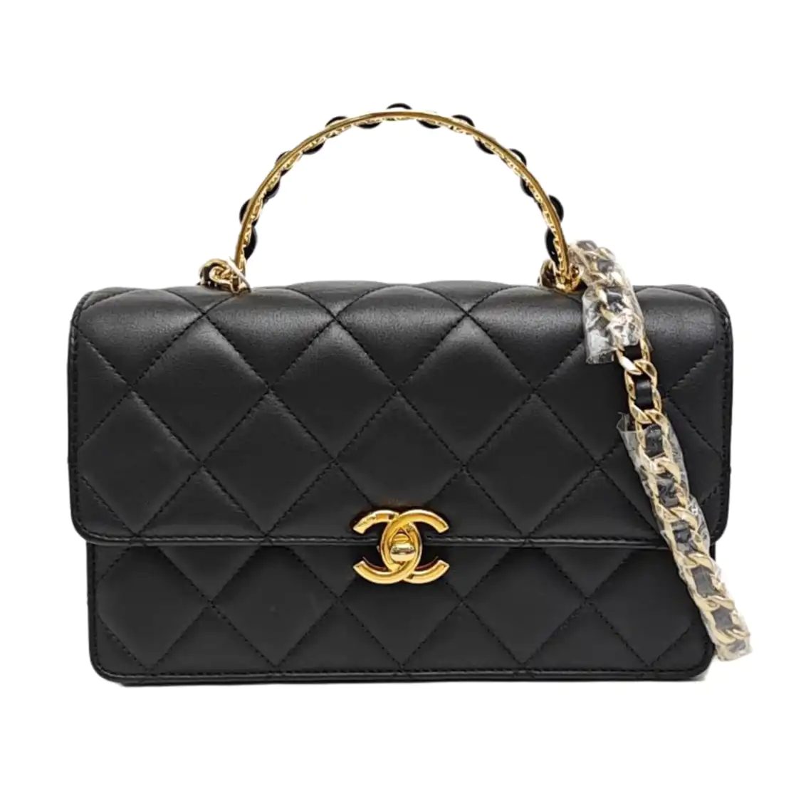 Chanel Classic Flap Handtasche, 23 cm, Schwarz, Leder, Fotografiere 1