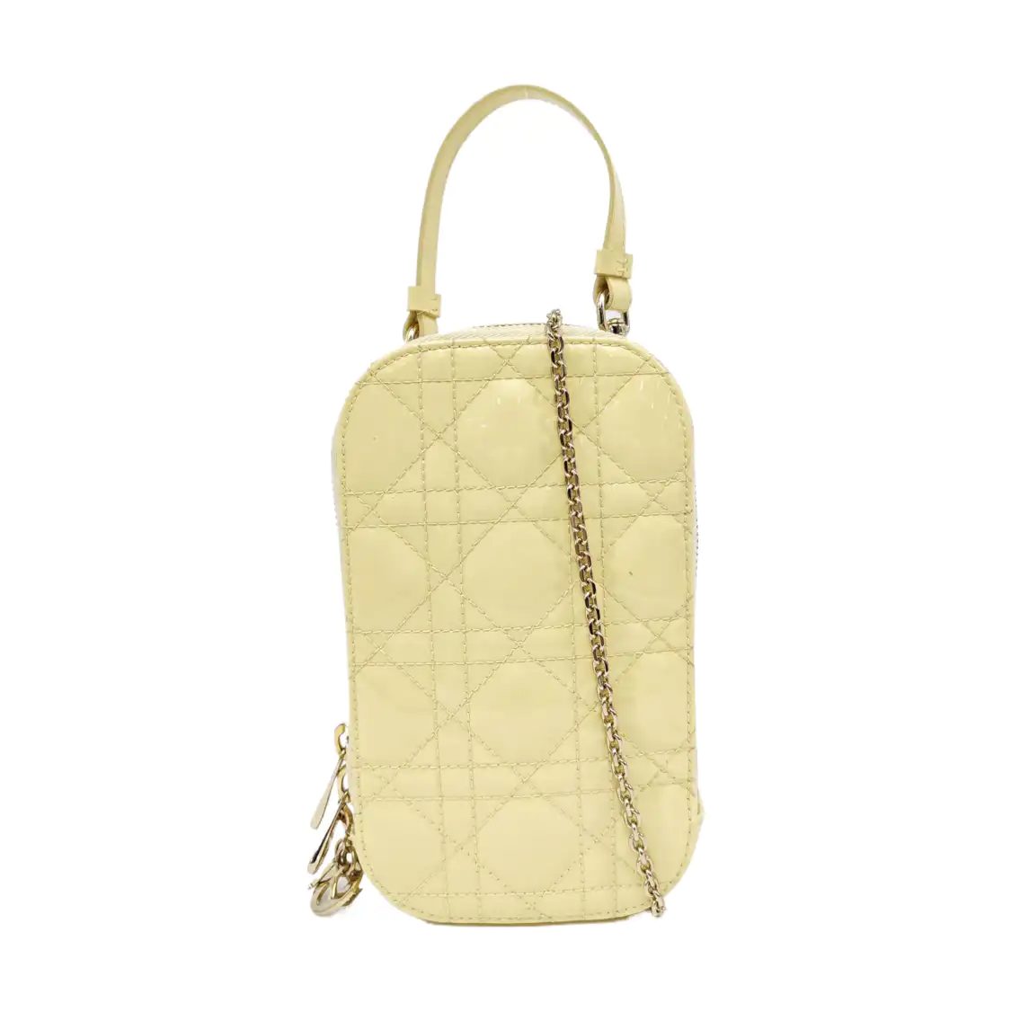 Dior Lady Dior Handbag, 18 cm, Yellow, Patent leather, photograph 1