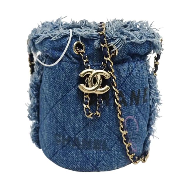 Chanel Drawstring, 9 cm, Blau, Stoff