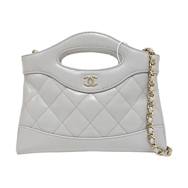 Chanel 31 Schultertasche, 20.5 cm, Grau, Leder