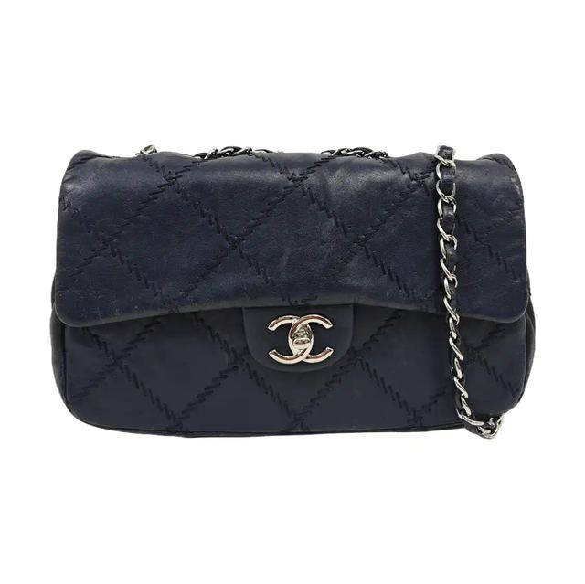 Chanel Classic Flap Schultertasche, 26 cm, Marineblau, Leder