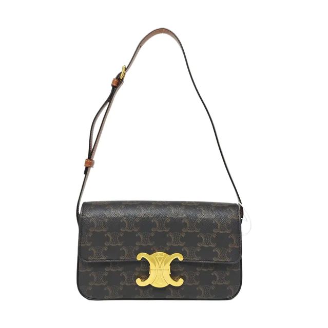 Celine Teen Triomphe Handtasche, 18.5 cm, Schwarz, Stoff