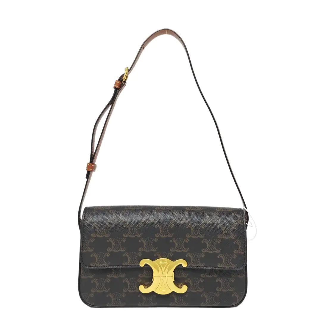 Celine Teen Triomphe Handbag, 18.5 cm, Black, Cloth, photograph 1