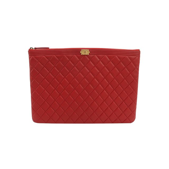 Chanel Boy Bag, 34 cm, Rot, Leder