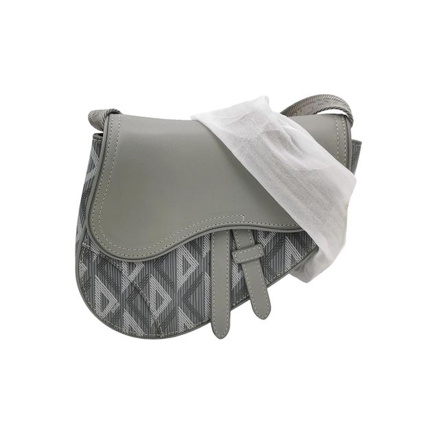 Dior Saddle Schultertasche, 18.5 cm, Grau, Leder