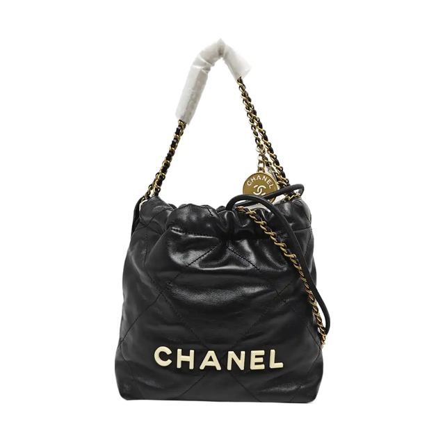 Chanel 22 Handtasche, 20 cm, Schwarz, Leder