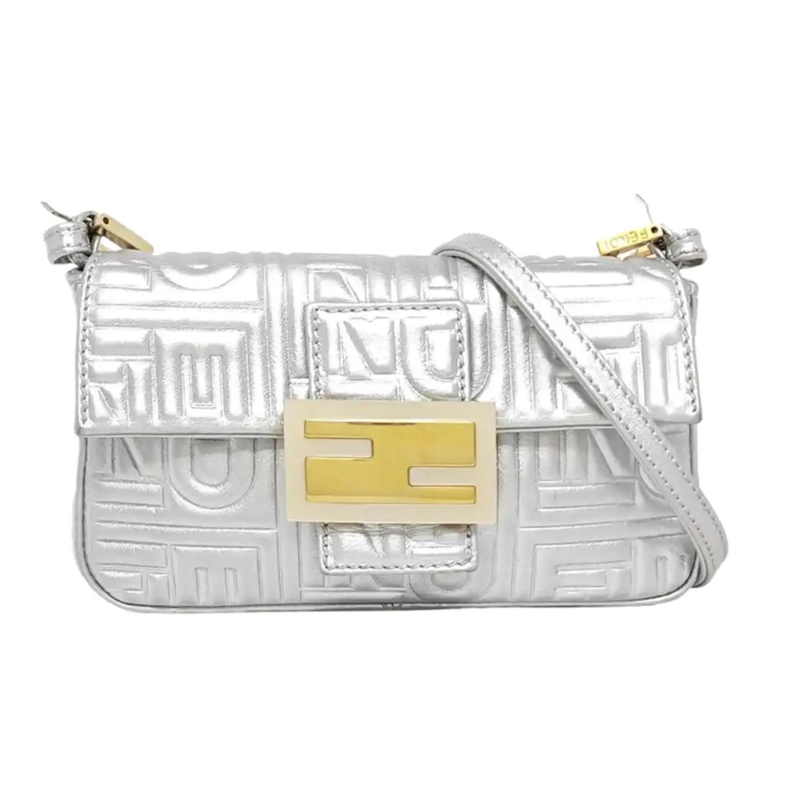 Fendi Baguette, 19 cm, Silver, Leather, photograph 1