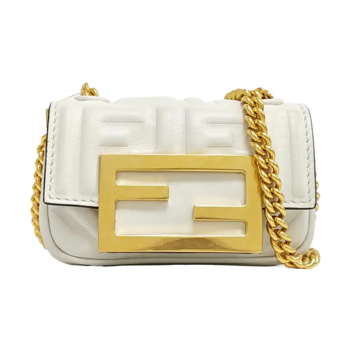 Fendi Baguette, 11 cm, blanc, cuir, photographier 1