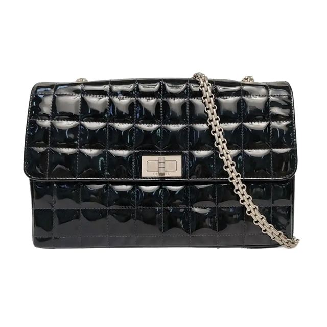 Chanel 2.55 Schultertasche, 25 cm, Schwarz, Artikel 69442130, Lackleder