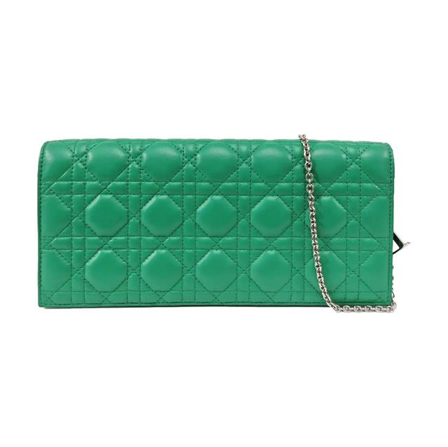Dior Lady Dior Schultertasche, 27 cm, Grün, Leder