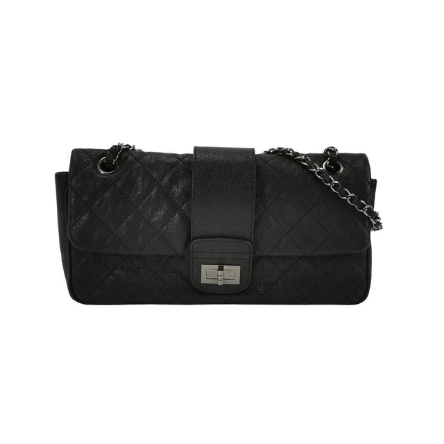Chanel 2.55 Schultertasche, 30.5 cm, Schwarz, Leder