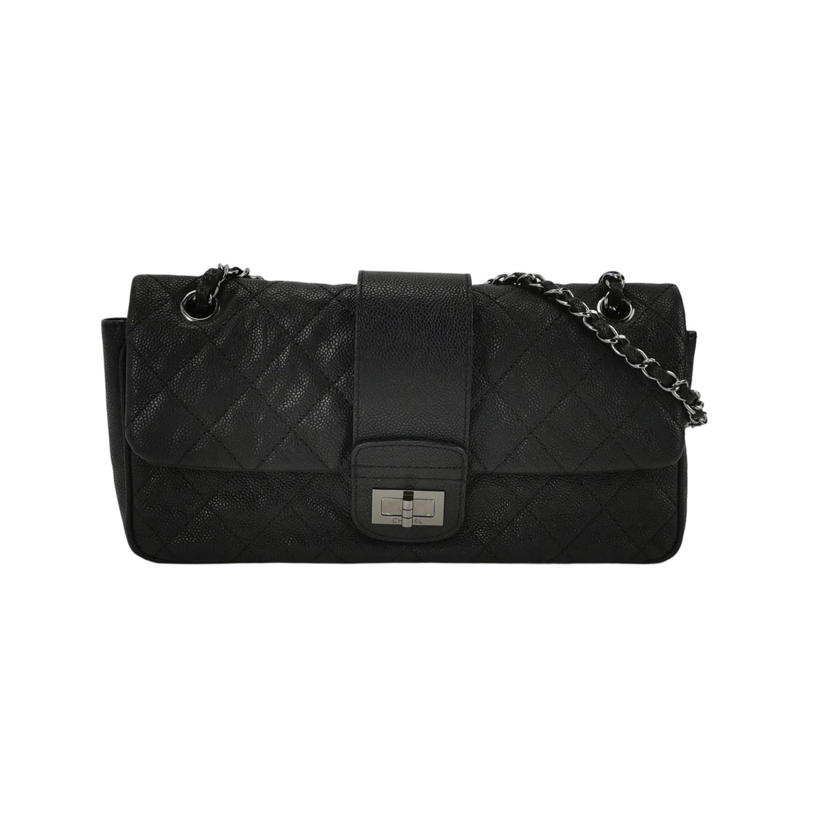 Chanel 2.55 Shoulder Bag, 30.5 cm, Black, Leather, photograph 1