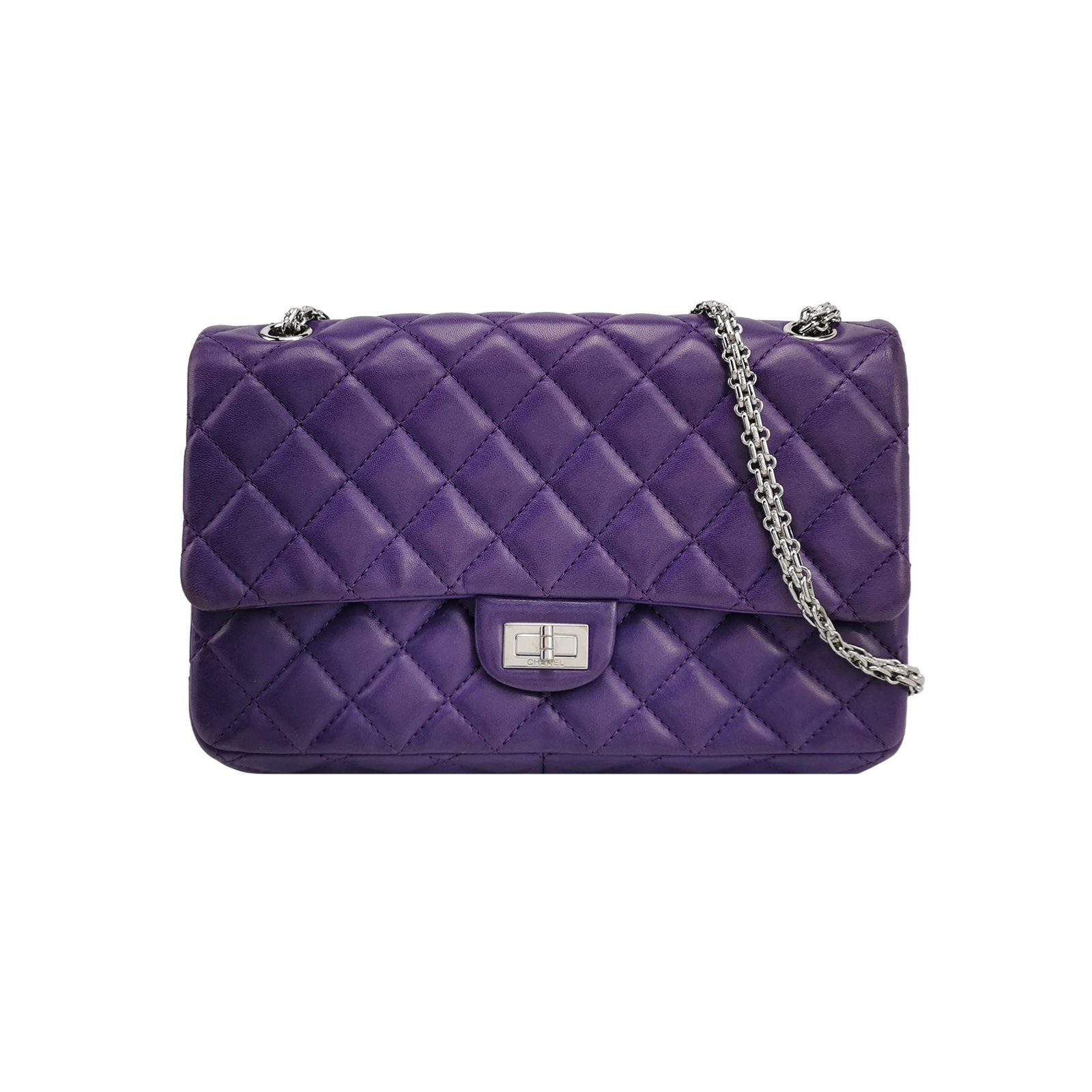 Chanel 2.55 Shoulder Bag, 27 cm, Purple, Leather, photograph 1