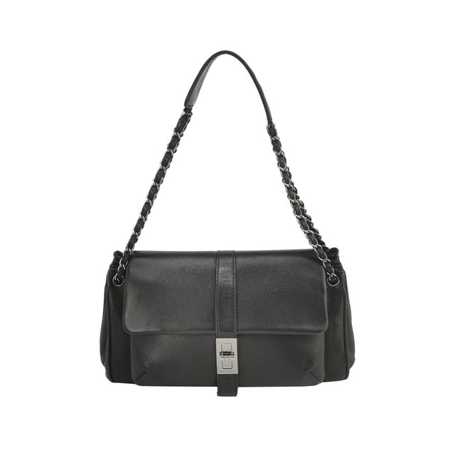Chanel 2.55 Schultertasche, 29 cm, Schwarz, Leder