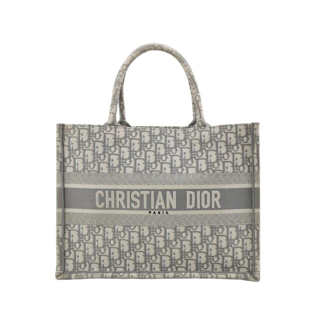 Dior Book Tote Handtasche, 36 cm, Grau, Stoff