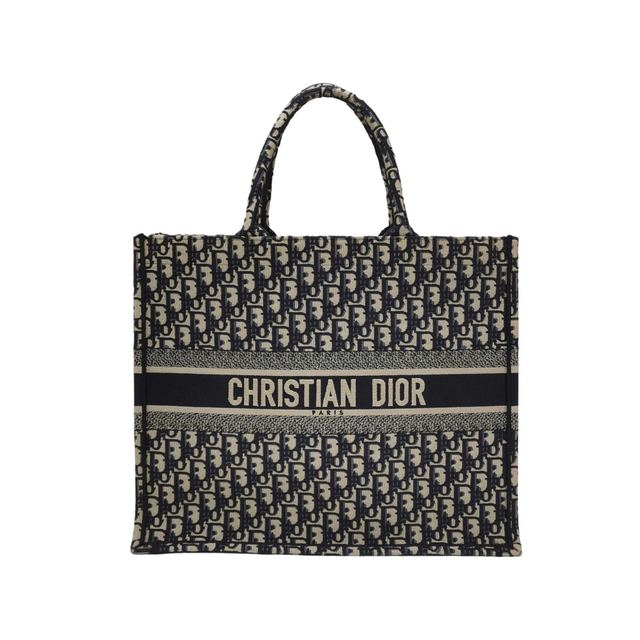 Dior Book Tote Handtasche, 42 cm, Blau, Stoff