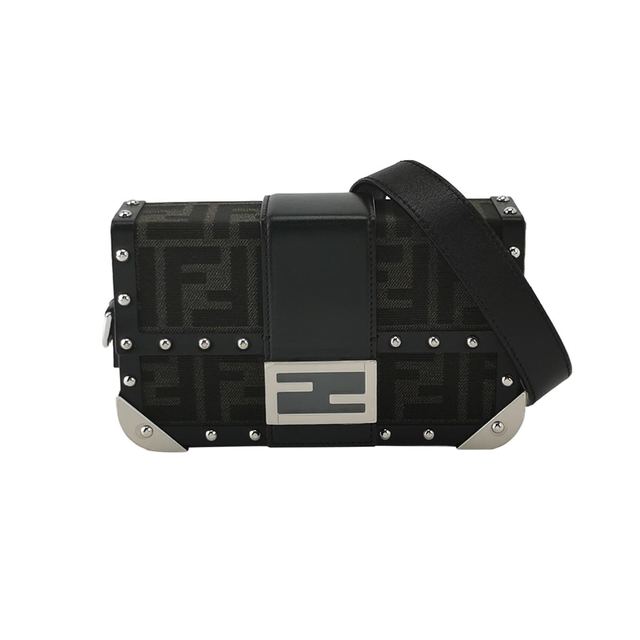 Fendi Baguette Trunk, 18 cm, Schwarz, Polyamid