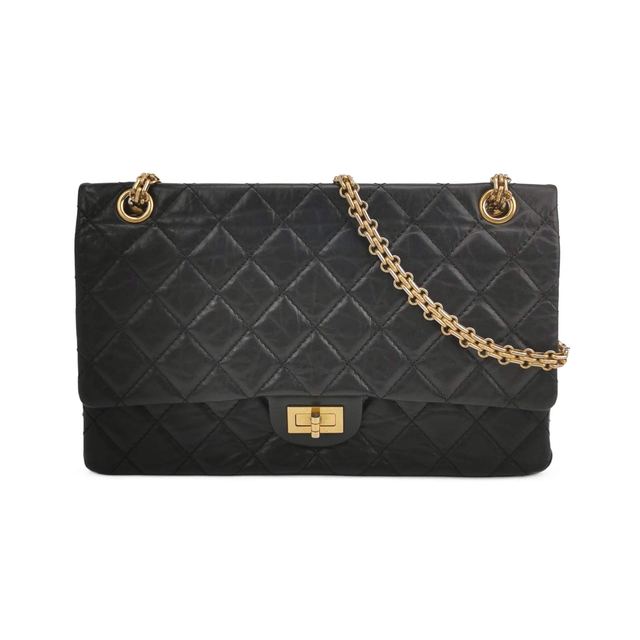 Chanel 2.55 Schultertasche, 28.5 cm, Schwarz, Leder