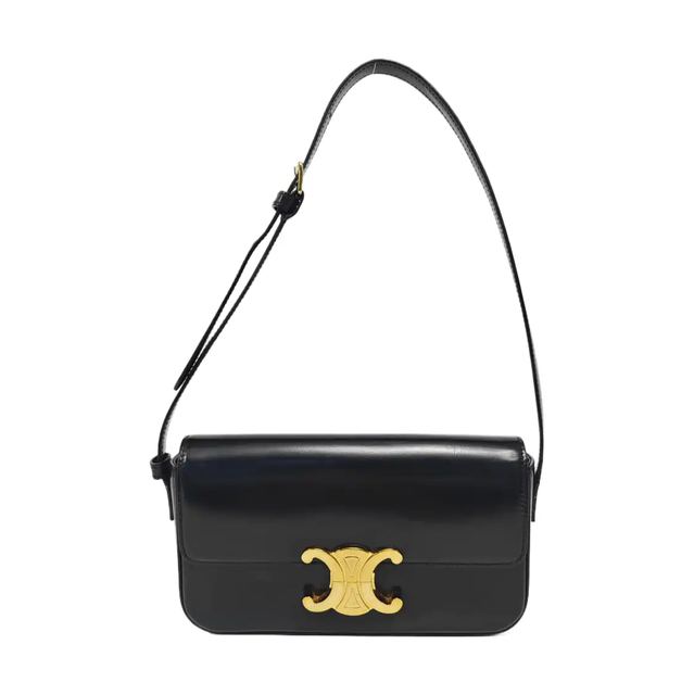 Celine Triomphe Handtasche, 20 cm, Schwarz, Leder