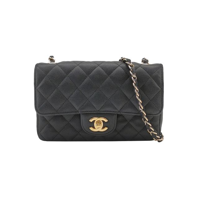 Chanel Classic Flap Schultertasche, 20 cm, Schwarz, Artikel 69867696, Leder