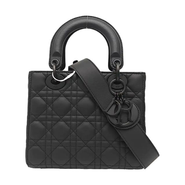 Dior Lady Dior Handtasche, 20 cm, Schwarz, Leder